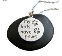 Collier empreinte de patte en argent sterling 925, mes enfants ont des pattes, deux pendentifs gravés, fierté animale, charme d'amour animal, empreinte de patte simple, bijoux chien chat | avec
