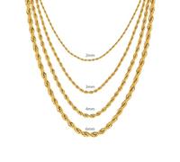 Collier en Acier Inoxydable avec Cordon Tressé pour Homme ou Femme - Argent ou Or - 2mm/3mm/4mm/6mm de Largeur - 45-55cm de Longueur - Avec Boîte à Bijoux, Varios Tamaños, Acier inoxydable, Pas de