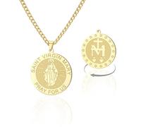Collier en acier inoxydable avec pendentif en forme de Vierge Marie - Bijou religieux chrétien pour homme et femme, Adjustable, Acier inoxydable, Pas de gemme