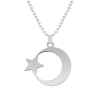 Collier en acier inoxydable Croissant de lune étoile Hommes Femmes Spirituel Islamique Musulman Pendentif Turc Religieux Bijoux