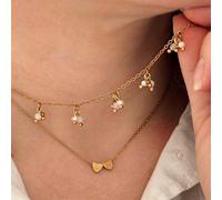 Collier en acier inoxydable doré et pierres ôde