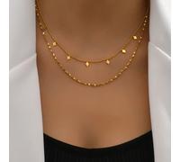 Collier En Acier Inoxydable Double Couche Plaqué Or 18k Avec Charmes, Bonne Qualité Et Beau Design Pour Une Utilisation Quotidienne Des Femmes Ou Comme Cadeau Pour Les Meilleurs Amis Taille UniqueAcie