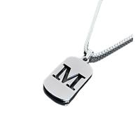 Collier en acier titane avec initiale en argent 13 mm (lettre de M)