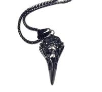 Collier en acier titane pour homme avec pendentif corbeau oiseau aigle crâne punk rock hip hop cool
