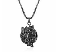 Collier en acier titane Viking Wolf de style nordique rétro pour homme, pendentif texte Viking, accessoire personnalisé