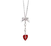 Collier en alliage robuste avec nœud élégant en forme de cœur, accessoire de bijoux unisexe polyvalent, ornement en forme de cœur entrelacé, bijoux cadeaux, One Size, Comme décrit, Comme décrit.