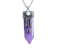Collier en Améthyste Naturelle pour Homme Et Femme|Pendentif Ras Du Cou en Pierre Précieuse Équilibrante Reiki, Amulette Anti-Stress Et Anti-Anxiété, Bijoux Cadeaux en Agate Veines Violettes