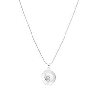 Collier en argent 925 avec pierre Sainte Lucie œil de Shiva Pierre naturelle - Pendentif coquillage rond blanc - Bijoux naturels pour femme - Bijoux faits main en argent massif - Hippie Boho Folk,