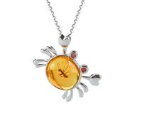Collier en argent 925 fait à la main en ambre naturel de la Baltique Insectes Crabe fossile | Choix de cadeau élégant avec pierres précieuses naturelles et bijoux faits à la main