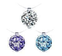 Collier en argent 925 pour femme fille, ras de cou, Collier de la clavicule invisible diamanté, zircon solitaire, Ensembles de bijoux, Cadeau Noël anniversaire, trois pièces ensemble