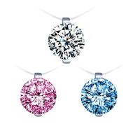 Collier en argent 925 pour femme fille, ras de cou, Collier de la clavicule invisible diamanté, zircon solitaire, Ensembles de bijoux, Cadeau Noël anniversaire, trois pièces ensemble