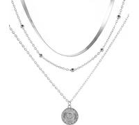 Collier en argent avec pendentif en forme de pièce de monnaie, longueur 24+6 cm, métal de joaillerie