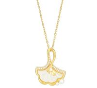 Collier en argent et jade, pendentif en jade, collier en or 22 carats avec feuille de ginkgo et zircon for femme, pendentif en jade naturel, collier en argent sterling, tendance, chaîne de clavicule