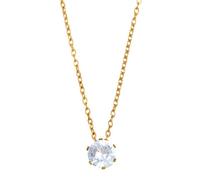Collier en argent moissanite S925, plaqué or 14 carats, pendentif solitaire à 6 griffes, coupe ronde classique, chaîne réglable de 45 cm, bijou élégant et minimaliste pour femme
