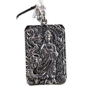 Collier en Argent S925 Femmes Hommes Placez Écrits Bouddhistes Bodhisattva Personnalité Créative Gravure Unique Cadeau Unisex, LJBLEUSK