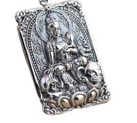 Collier en Argent S925 Femmes Hommes Placez Écrits Bouddhistes Bodhisattva Personnalité Créative Gravure Unique Cadeau Unisex, LJBLEUSK