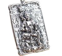 Collier en Argent S925 Femmes Hommes Placez Écrits Bouddhistes Bodhisattva Personnalité Créative Gravure Unique Cadeau Unisex, LJBLEUSK