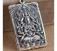 Collier en Argent S925 Femmes Hommes Placez Écrits Bouddhistes Bodhisattva Personnalité Créative Gravure Unique Cadeau Unisex, LJBLEUSK