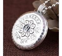 Collier en Argent S925 Femmes Hommes Style Ethnique Simple Peut Ouvrir le Mantra de Six Mots Lotus Fashion Trend Personnalité Créateur de Cadeau, LJBLEUSK