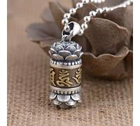 Collier en Argent S925 Femmes Style Ethnique Simple Pour Hommes Six Mots Mantra Bouddhiste Mat Pendentif Lotus Fashion Trend Personnalité Créateur Cadeau, LJBLEUSK