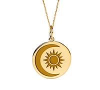 Collier en argent sterling 925 22-24 mm | Chaîne de 45 cm | Lune et soleil | Pendentif céleste | Charm croissant de lune délicat | Pendentif soleil | Bijoux plaqués or | L_02208