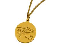 Collier en argent sterling 925 22-26 mm Chaîne 45 cm Œil d'Horus - amulette protection égyptienne Pendentif symbole ancien Bijoux spirituels pour homme ou femme Bijou unisexe Plaqué or | LKRPG_002029