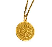 Collier en argent sterling 925 22-26 mm | Chaîne de 45 cm | Boussole - Breloque de voyage | Pendentif de navigation | Pour les explorateurs | Diplômés et grands moments de la vie | Plaqué or | L_01987