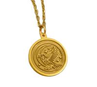 Collier en argent sterling 925 22 mm Chaîne 45 cm Pendentif corbeau - oiseau spirituel Symbole gravé l'intuition Sagesse et mystère ou lui Plaqué or | LKRPG_001935