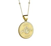 Collier en argent sterling 925 22 mm Chaîne de 45 cm Bijoux stoïques Amor Fati Pendentif avec citation latine Breloque « Aime ton destin » Compagnon Memento Mori Philosophie Plaqué or | LKRPG_0412