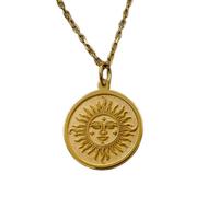 Collier en argent sterling 925 22 mm Chaîne de 45 cm Breloque bohème Bijou céleste Pendentif radieux Pour les esprits libres Plaqué or | LKRPG_001931