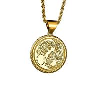Collier en argent sterling 925 22 mm | Chaîne de 45 cm | Médaille Feng Shui Yin Yang Tigre Dragon | Pendentif corde philosophique | Breloque Yin Yang | Bijoux de méditation | Plaqué or | 00351