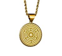 Collier en argent sterling 925 22 mm|Collier roue d'Hécate|Breloque païenne|Pendentif corde|Disque de la déesse Hécate|Amulette de protection|Style ésotérique|Bijou|Bijou fait main plaqué or|_0372