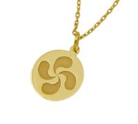 Collier en argent sterling 925 22 mm | Croix basque - Pendentif lauburu unique | Bijou symbole spirituel | Accessoire religieux artisanal | Pour la foi | Bijou fait main plaqué or | LK_PNK_01798