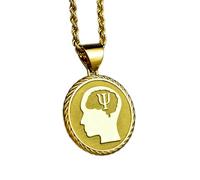 Collier en argent sterling 925 22 mm|Pendentif corde de psychologie|Amulette psy grecque|Collier lettre psi|Breloque thérapeute|Médaille de remise de diplôme|Diplômé(e)|Bijou fait main plaqué or|_0341