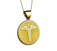 Collier en argent sterling 925 22 mm|Pendentif corde d'identification médicale|Médaille de secouriste|Collier médical|Breloque patient|Amulette d'information d'alerte|Bijou fait main plaqué or|_0360