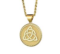 Collier en argent sterling 925 22 mm|Pendentif triquetra|Bijou nœud celtique de la Trinité|Collier viking nordique|Amulette païenne|Médaille spirituelle triskèle|Bijou fait main plaqué or|LK_PNK_0370
