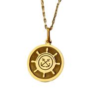 Collier en argent sterling 925, 24 mm|Chaîne de 45,7 cm|Pendentif ancre et gouvernail pour les amoureux des navires, idéal pour un anniversaire sur le thème de la mer|Bijou fait main plaqué or|_1473