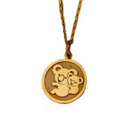 Collier en argent sterling 925, 24 mm|Chaîne de 45,7 cm|Pendentif koala, bijou délicat représentant un animal, idéal pour la famille, maman, bébé, anniversaire|Plaqué or, fait main|LK_PNK_1221