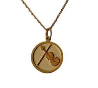 Collier en argent sterling 925, 24 mm|Chaîne de 45,7 cm|Pendentif violon et archet pour violoniste, bijou musical délicat pour remise de diplôme ou anniversaire|Plaqué or, bijou fait main|LK_PNK_1321