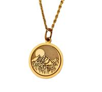 Collier en argent sterling 925 24 mm | Chaîne de 45 cm | Lune de montagne | Lune de montagne | Montagne pour | Voyageur | Bijoux plaqués or | L_01142