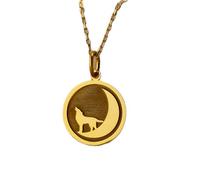 Collier en argent sterling 925 24 mm | chaîne de 45 cm | lune-loup | pendentif lune-loup | bijou délicat avec breloque lune-loup | lune | | bijoux plaqués or | L_01026