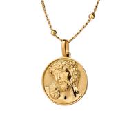 Collier en argent sterling 925 24 mm | Collier couronne d'épines de Jésus | Pendentif Christ | Crucifix de protection pour femme | Chaîne croix chrétienne | Bijou fait main plaqué or | LK_PNK_00422