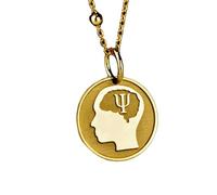 Collier en argent sterling 925 24 mm | Collier psychologie | Breloque psychologue | Pendentif délicat avec pièce PSI et lettre de psychiatre | Diplômé(e) | Bijou fait main plaqué or | LK_PNK_01911
