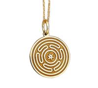 Collier en argent sterling 925 24 mm | Pendentif roue d'Hécate | Stropholos de collier | Talisman porte-bonheur | Bijou wiccan | Amulette de déesse grecque | Bijou fait main plaqué or | LK_PNK_01906