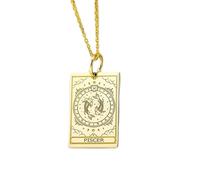 Collier en argent sterling 925, 24 x 16 mm | Chaîne de 45,7 cm | Collier tarot signe du zodiaque Poissons | Pendentif | Bijou carte astrologique carrée | Bijou fait main plaqué or | LK_PNK_00181