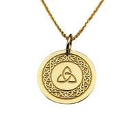 Collier en argent sterling 925 25 mm Chaîne 45 cm Triquetra Breloque triple pièce symbole Bijou gravé avec irlandaise Plaqué or | LKRPG_0863