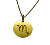 Collier en argent sterling 925 25 mm Chaîne de 45 cm minimaliste Breloque signe du zodiaque Gravure délicat Plaqué or | LKRPG_0947
