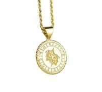 Collier en argent sterling 925 26 mm Chaîne 45 cm Corde pour jumeaux astrologique Anniversaire Amulette du signe juin Plaqué or | LKRPG_0190