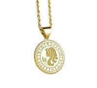 Collier en argent sterling 925 26 mm Chaîne 45 cm Pendentif corde Breloque signe astrologique la Médaille horoscope septembre Anniversaire Médaillon personnalisé Plaqué or | LKRPG_0189