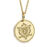 Collier en argent sterling 925 26 mm | Chaîne de 45 cm | Pendentif pièce de monnaie griffon blason | Bijou blason | Breloque blason familial | Pendentif de remise de diplôme | Plaqué or | 00095